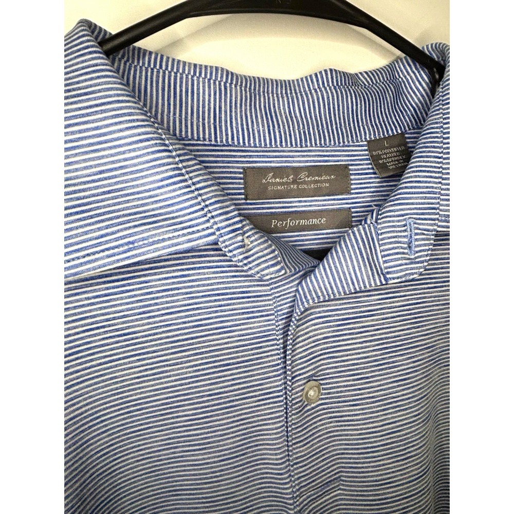 Daniel Cremieux Signature Collection Performance Blue/White Striped Polo L